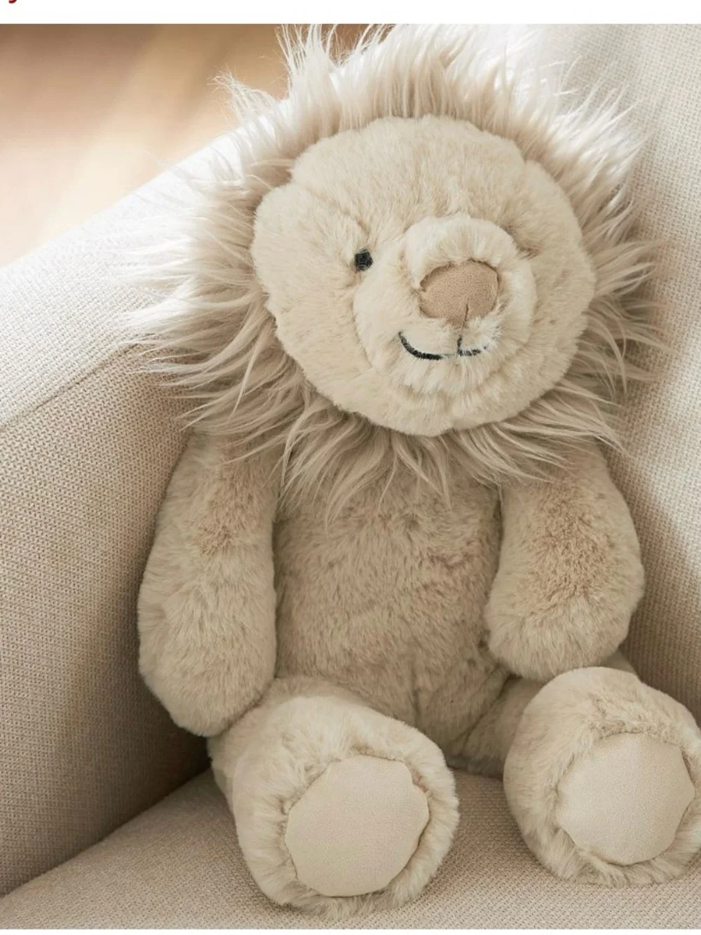 Pottery Barn Kids Cream Plush Lion with Fluffy Mane